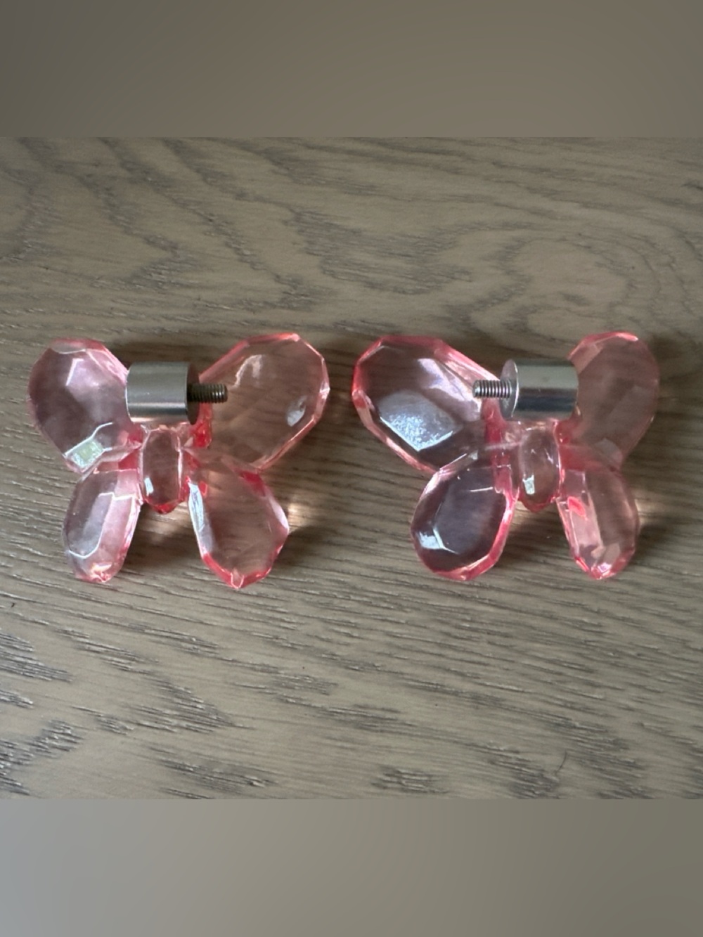 Pottery Barn Kids Pink Crystal Butterfly Curtain Rod Finials - Picture 2 of 2